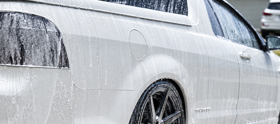 Snow foam pre-wash during an exterior reset